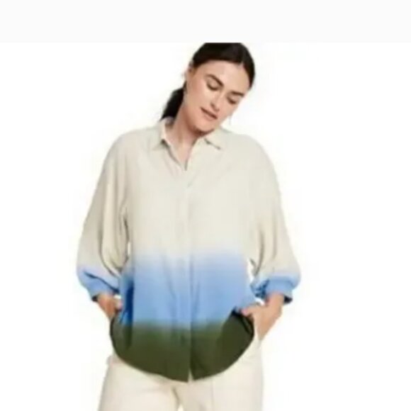 Rachel Comey x Target Dip Dye Ombre Tie Dye  Blouse NWT Large Boho Button Front - Picture 1 of 12